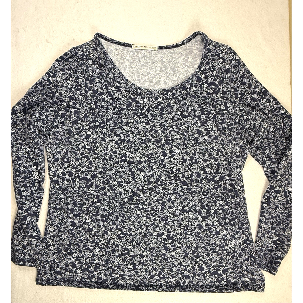 Peruvian Connection top Blue white floral XXL Casual Boho